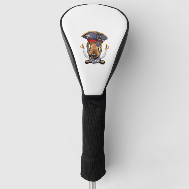 Funda Para Palo De Golf Perro gracioso Airedale Terrier en gorra pirata co (Anverso)