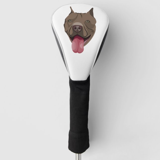 Funda Para Palo De Golf Perro ilustracion Sonriendo Pitbull (Anverso)