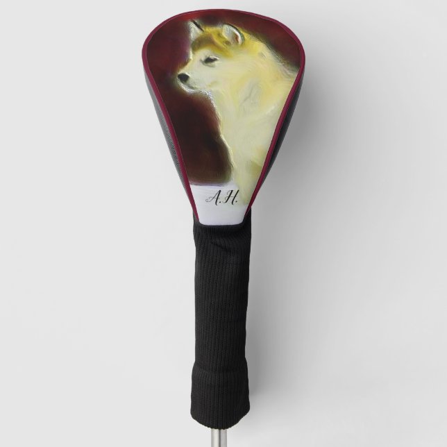 Funda Para Palo De Golf Perro malamute de Alaska monogramado (Anverso)