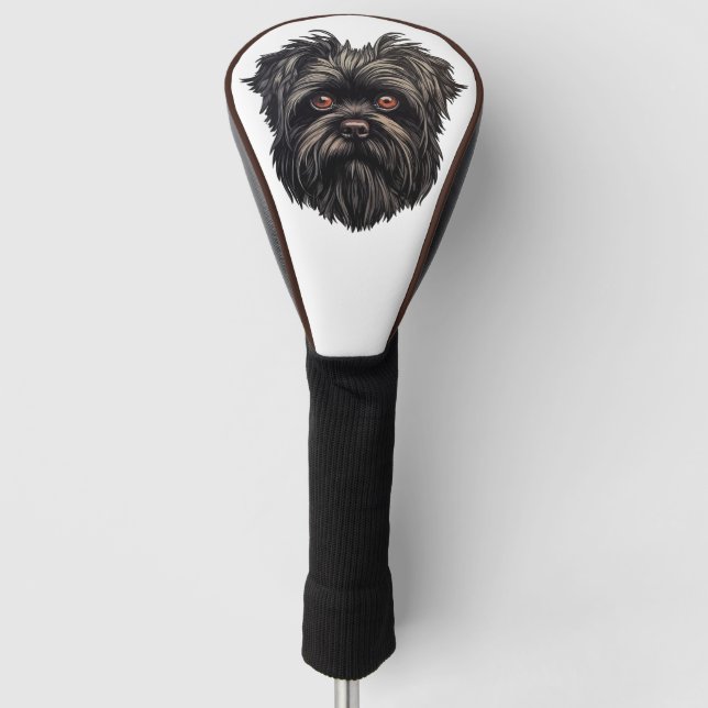 Funda Para Palo De Golf Perro negro Affenpinscher (Anverso)