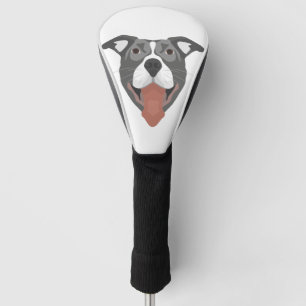 Funda Para Palo De Golf Perro Pitbull sonriente del ilustracion