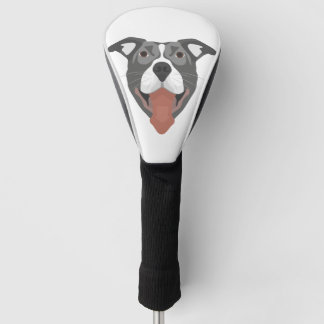 Funda Para Palo De Golf Perro Pitbull sonriente del ilustracion