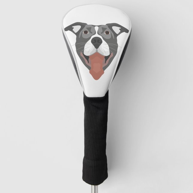 Funda Para Palo De Golf Perro Pitbull sonriente del ilustracion (Anverso)