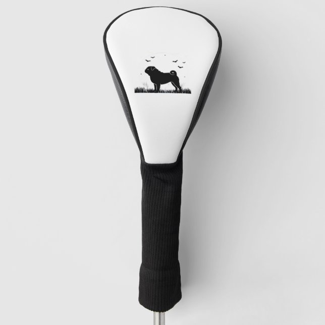 Funda Para Palo De Golf Perro Pug - Halloween Moon Silhouette Classic T-Sh (Anverso)