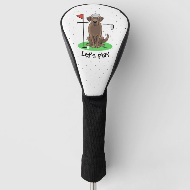 Funda Para Palo De Golf Perro recuperador de chocolate de chocolate de gol (Anverso)