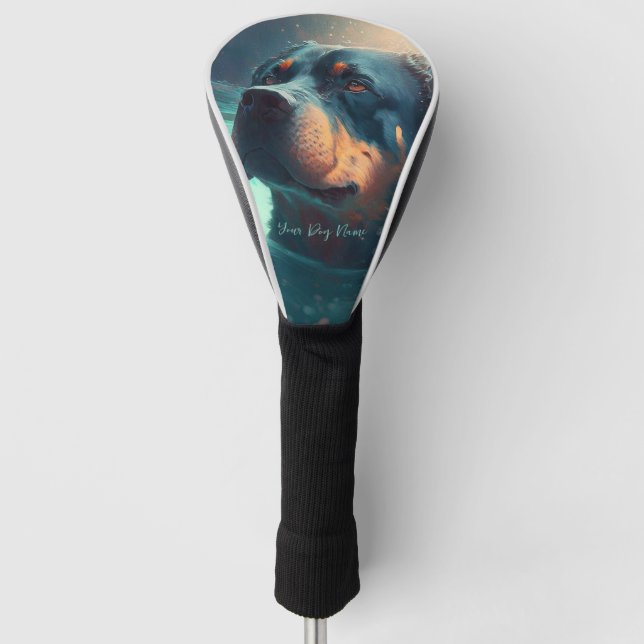 Funda Para Palo De Golf Perro Rottweiler nadando en agua 003 (Anverso)