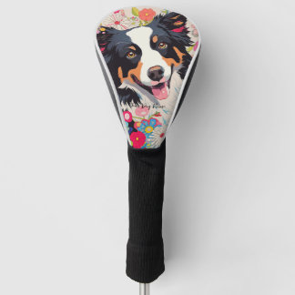 Funda Para Palo De Golf Perro y flores de la Collie Frontera 002 - joyería