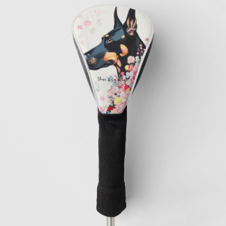 Funda Para Palo De Golf Perro y flores Doberman 004 - joyería a medida
