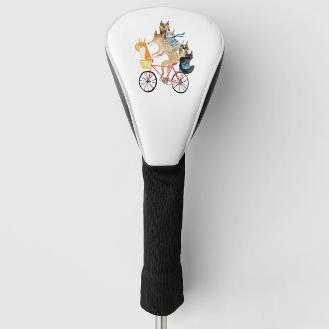 Funda Para Palo De Golf Perro y gatos en bicicleta (Anverso)