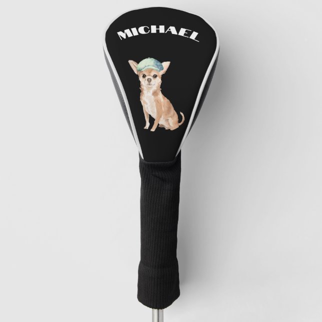 Funda Para Palo De Golf Persona negra de perro de Chihuahua (Anverso)