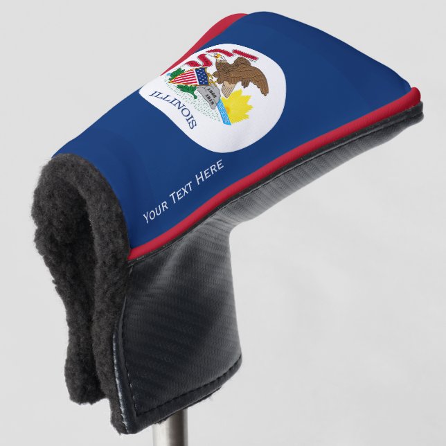 Funda Para Palo De Golf Personaliza tu texto bandera de estado de Illinois (Anverso 3/4)