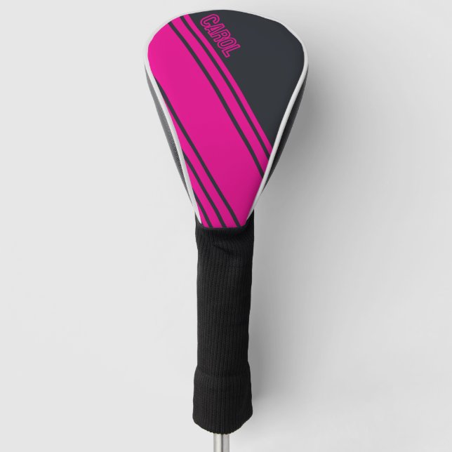 Funda Para Palo De Golf Personalizable gris y rosa sólido (Anverso)