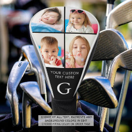 Funda Para Palo De Golf Personalizado 4 Collage de fotos Cubierta monogram
