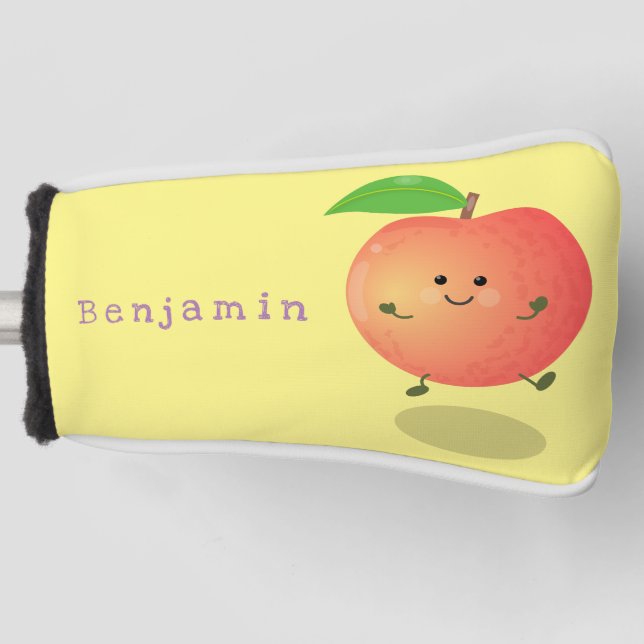 Funda Para Palo De Golf Personalizado amarillo de melocotón alegre (Anverso)