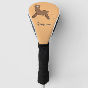 Funda Para Palo De Golf Personalizado de alpaca marrón feliz