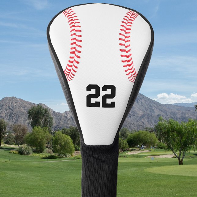 Funda Para Palo De Golf Personalizado de beisbol Número de Jersey o Inicia (Custom baseball golf driver head cover with personalized number or initials.)