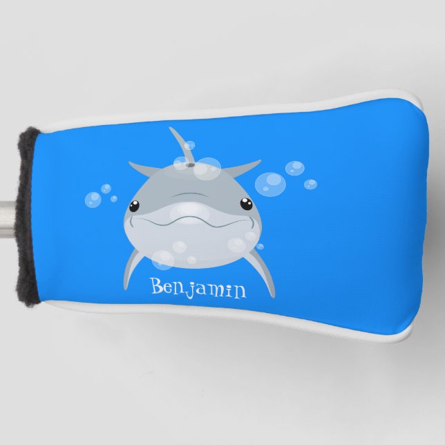Funda Para Palo De Golf Personalizado de delfín kawaii feliz (Anverso)