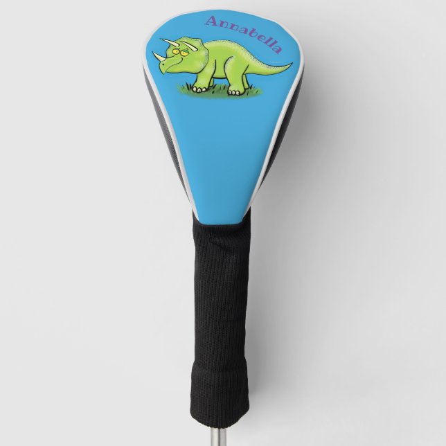 Funda Para Palo De Golf Personalizado de dinosaurios de triceratops verde  (Anverso)