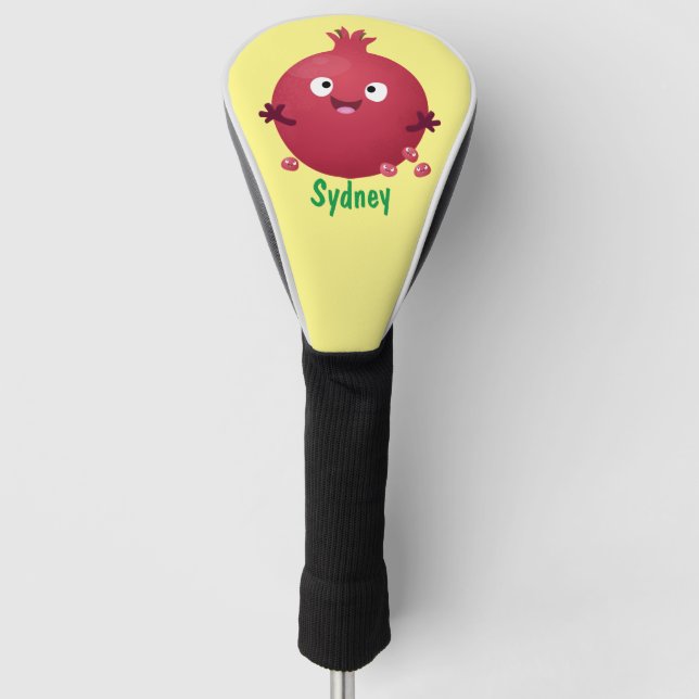 Funda Para Palo De Golf Personalizado de frutas pomegranadas alegres (Anverso)