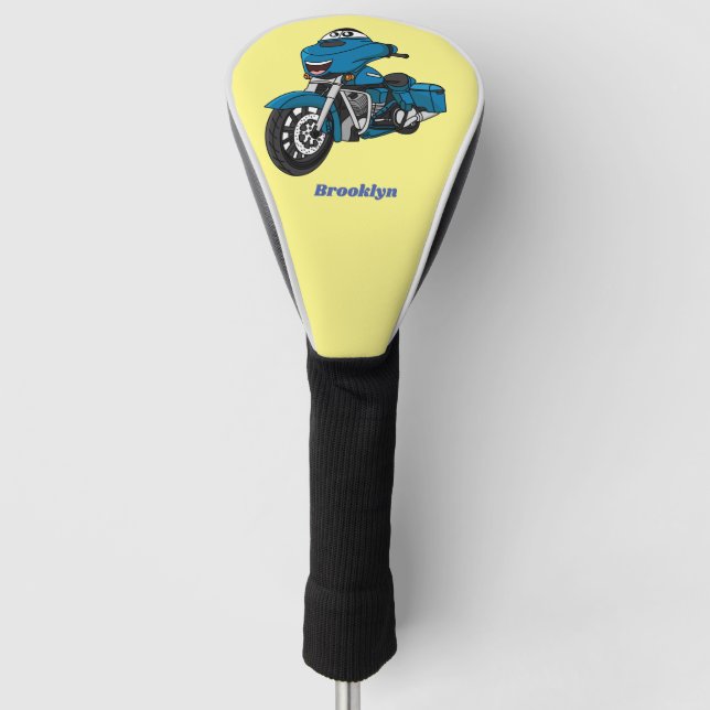 Funda Para Palo De Golf Personalizado de moto azul feliz (Anverso)
