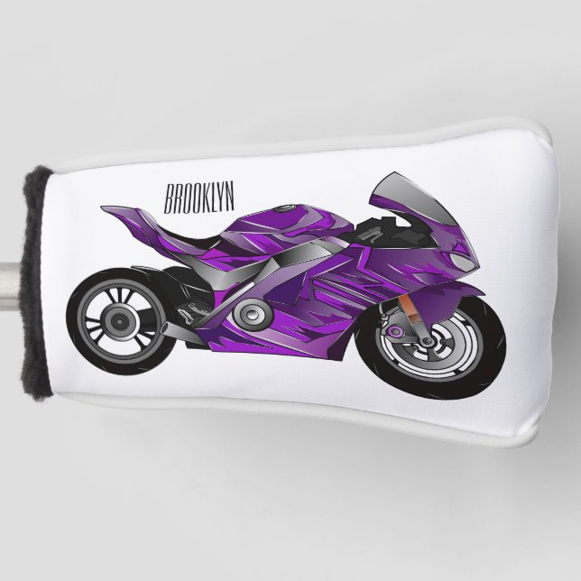 Funda Para Palo De Golf Personalizado de motocicleta Purple (Anverso)