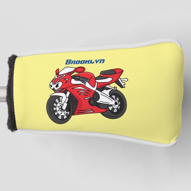 Funda Para Palo De Golf Personalizado de motocicleta roja (Anverso)
