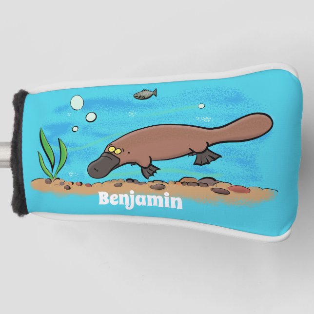 Funda Para Palo De Golf Personalizado de natación de Platypus Cute (Anverso)