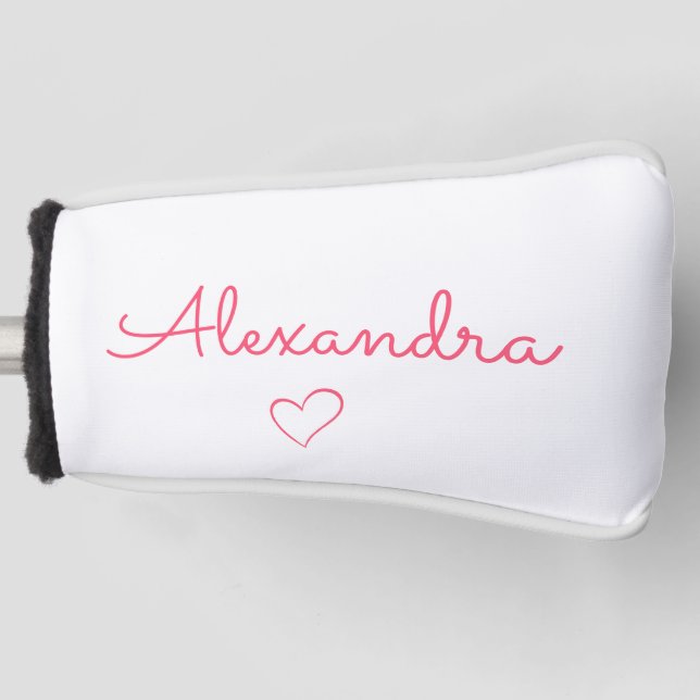 Funda Para Palo De Golf Personalizado de nombre rosado de corte (Anverso)
