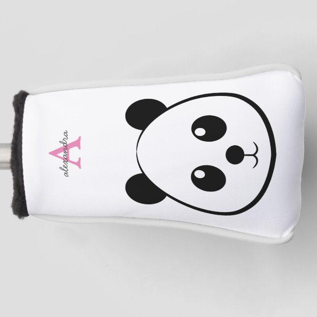 Funda Para Palo De Golf Personalizado de oso panda lindo Monograma (Anverso)
