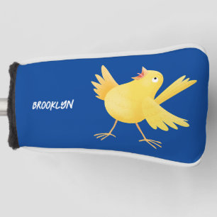 Funda Para Palo De Golf Personalizado de pájaro canario amarillo cantando