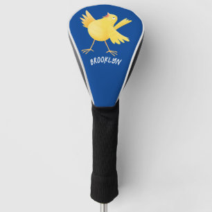 Funda Para Palo De Golf Personalizado de pájaro canario amarillo cantando 