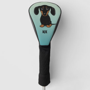 Funda Para Palo De Golf Personalizado de Perro Cute Black y Tan Dachshund