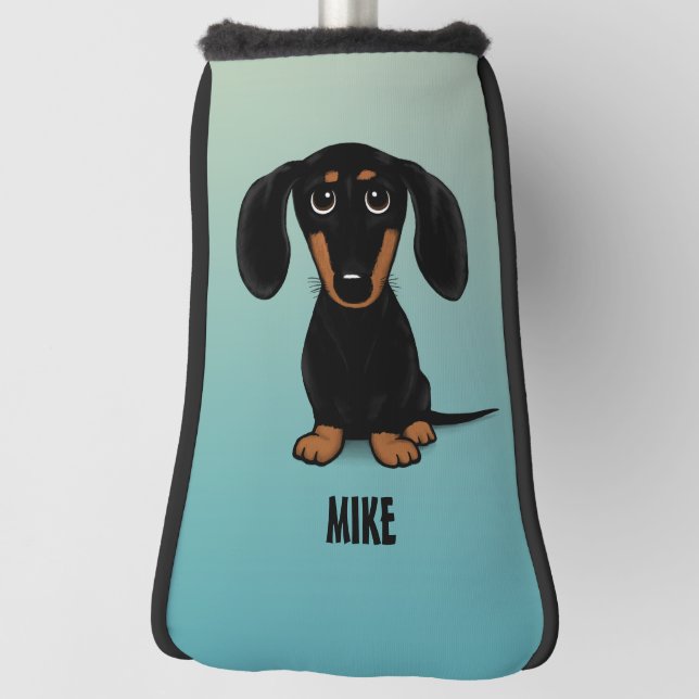 Funda Para Palo De Golf Personalizado de Perro Cute Black y Tan Dachshund  (Girar 90)