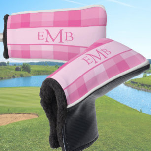 Funda Para Palo De Golf Personalizado de plástico rosa claro Monograma Ini