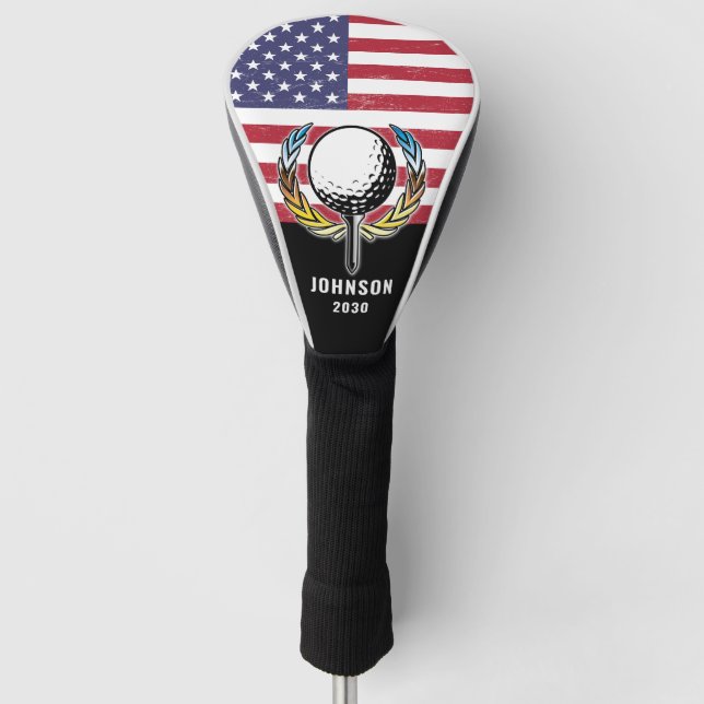 Funda Para Palo De Golf Personalizado Elegante Bandera Americana Cabeza de (Anverso)