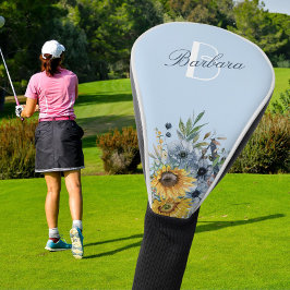 Funda Para Palo De Golf Personalizado floral de girasol moderno Monograma 