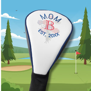 Funda Para Palo De Golf Personalizado Floral Elegante MONOGRAMA MAMÁ.