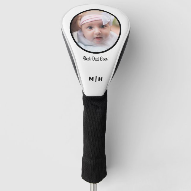 Funda Para Palo De Golf Personalizado Foto Monograma Mejor Papá Nunca (Anverso)