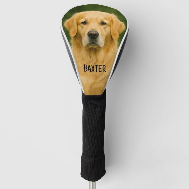 Funda Para Palo De Golf Personalizado Golden Retriever Dog Photo con nombr (Anverso)