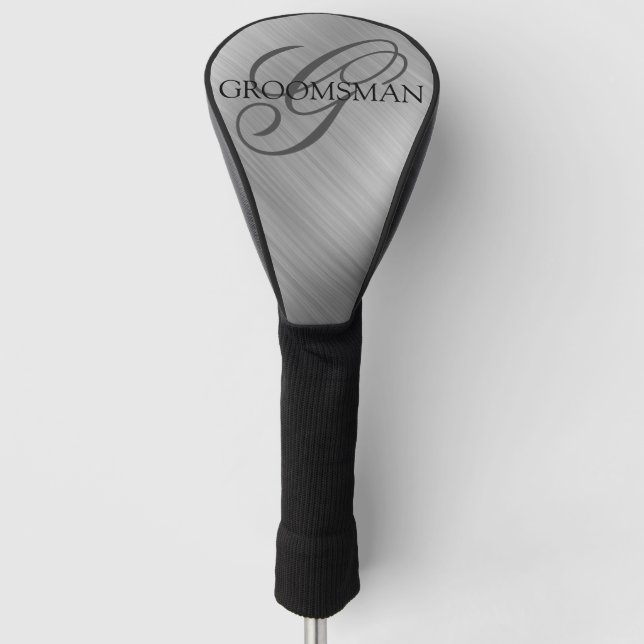 Funda Para Palo De Golf Personalizado Groomsmen Brushed Silver (Anverso)