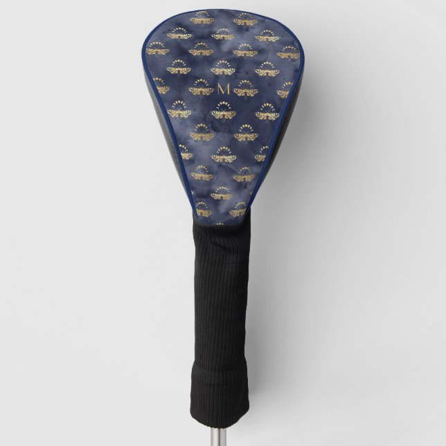Funda Para Palo De Golf Personalizado Lujo Dorado Abeja Noche Celestial (Anverso)