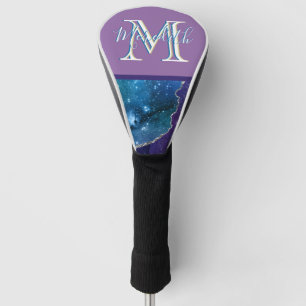 Funda Para Palo De Golf Personalizado Monograma I Agate Verde azulado Púr