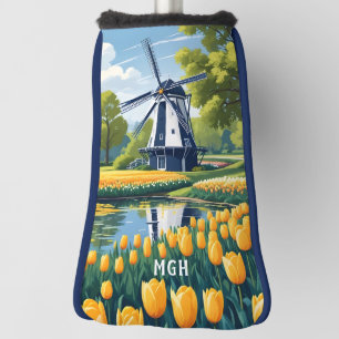 Funda Para Palo De Golf Personalizado Monograma Molinos de viento Países B