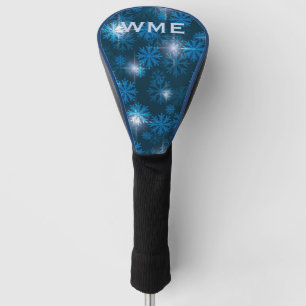 Funda Para Palo De Golf Personalizado Monograma Tormenta de nieve Azul de