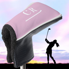 Funda Para Palo De Golf Personalizado Monogrammed Golfer moderno rosa eleg