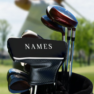 Funda Para Palo De Golf Personalizado negro simple Añadir su nombre elegan