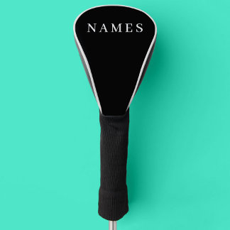 Funda Para Palo De Golf Personalizado negro simple Añadir su nombre elegan