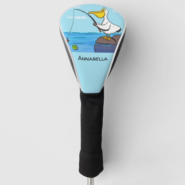 Funda Para Palo De Golf Personalizado pelícano de pesca divertida (Anverso)