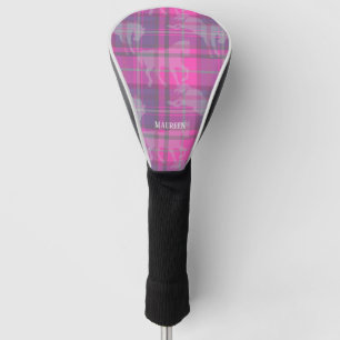 Funda Para Palo De Golf Personalizado preppy corazón tartán de caballo mor