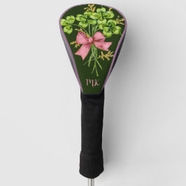 Funda Para Palo De Golf Personalizado Vintage Four Leaf Shamrock Luck Mono